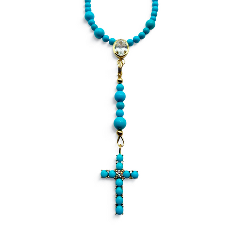 SLEEPING BEAUTY TURQUOISE & DIAMOND LARIAT NECKLACE