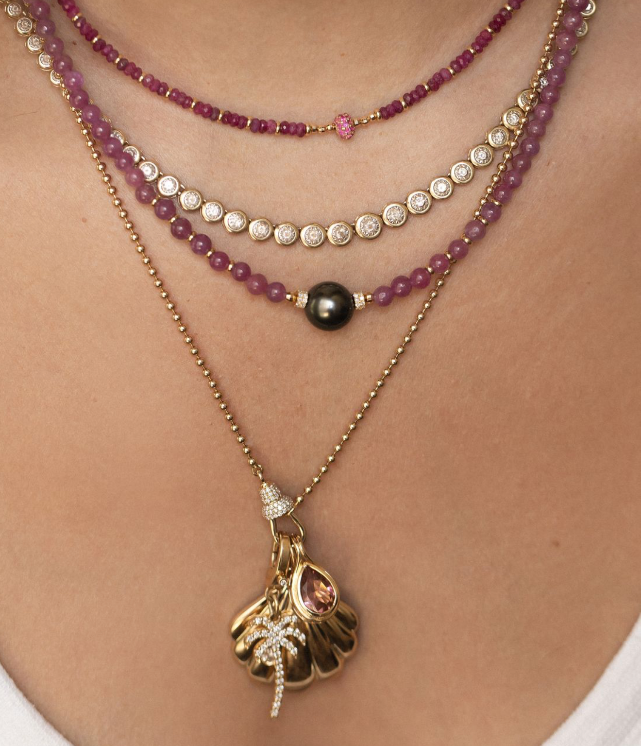 RUBY AND TAHITIAN PEARL NECKLACE