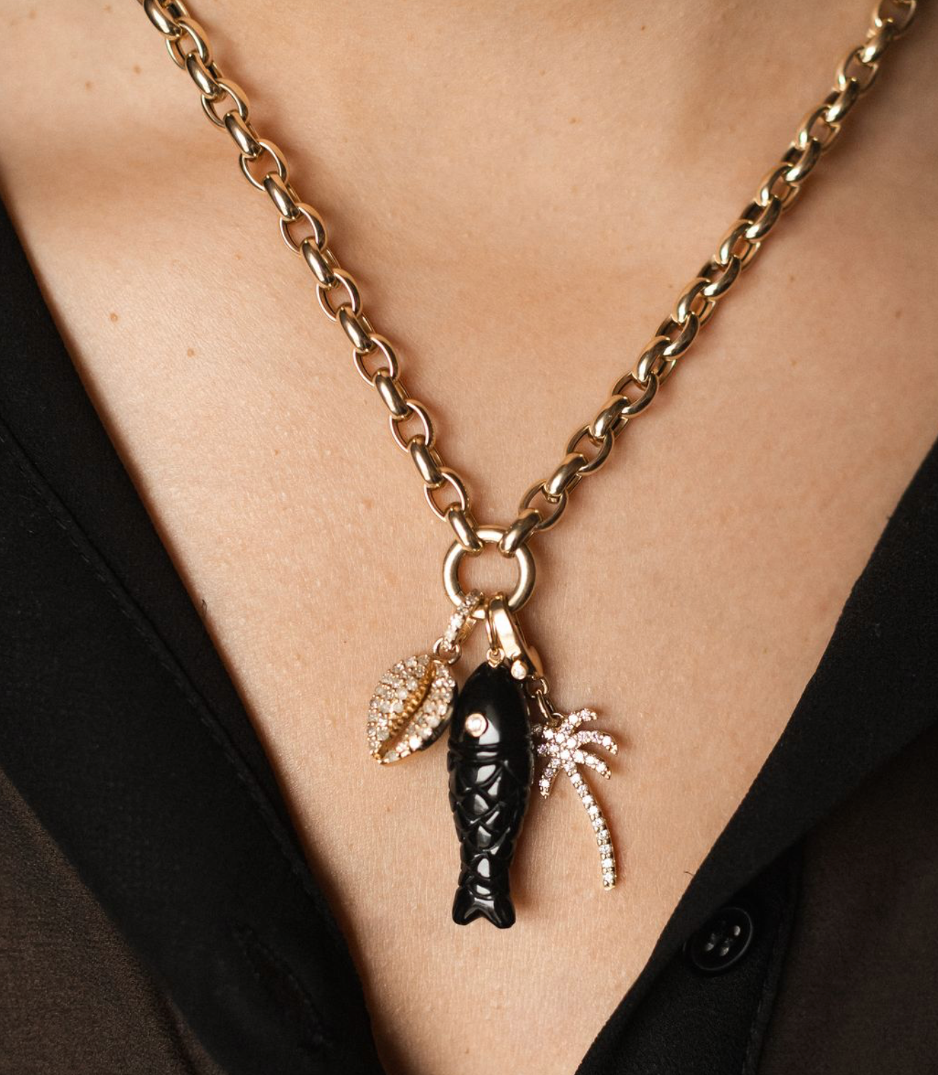 GEMSTONE FISH CHARM PENDANT