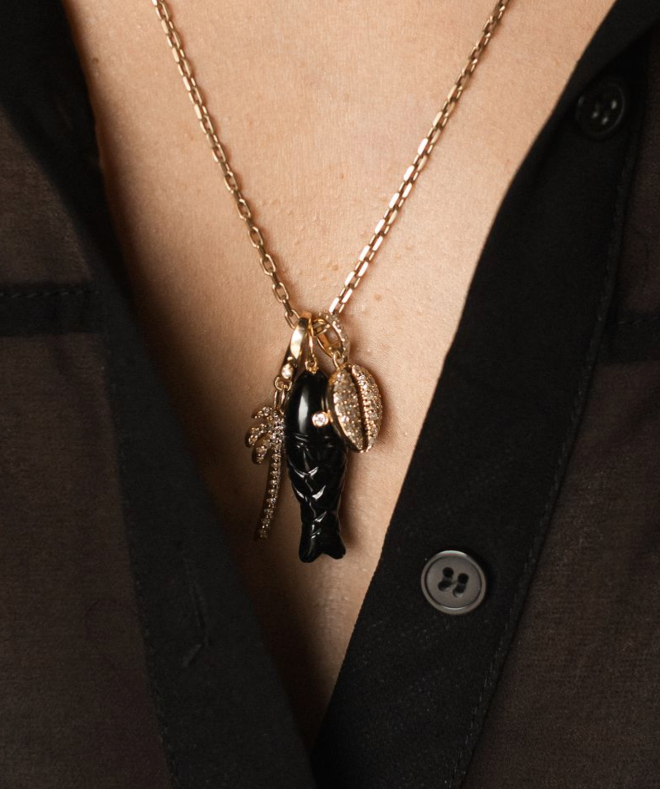 GEMSTONE FISH CHARM PENDANT