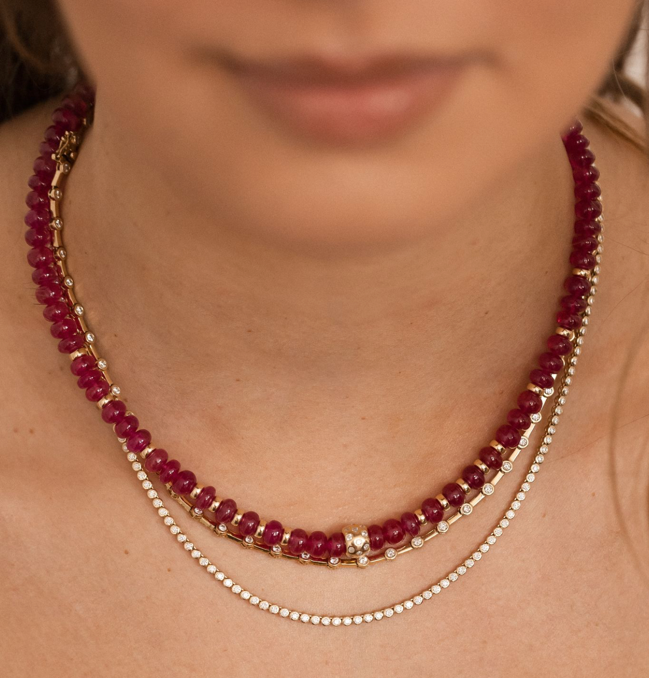 RUBY BEADED NECKLACES