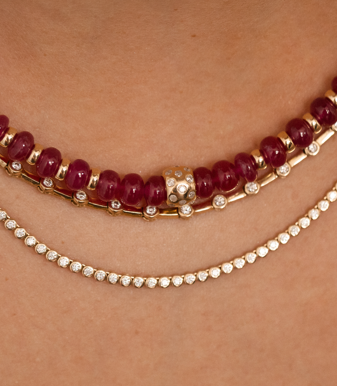 RUBY BEADED NECKLACES