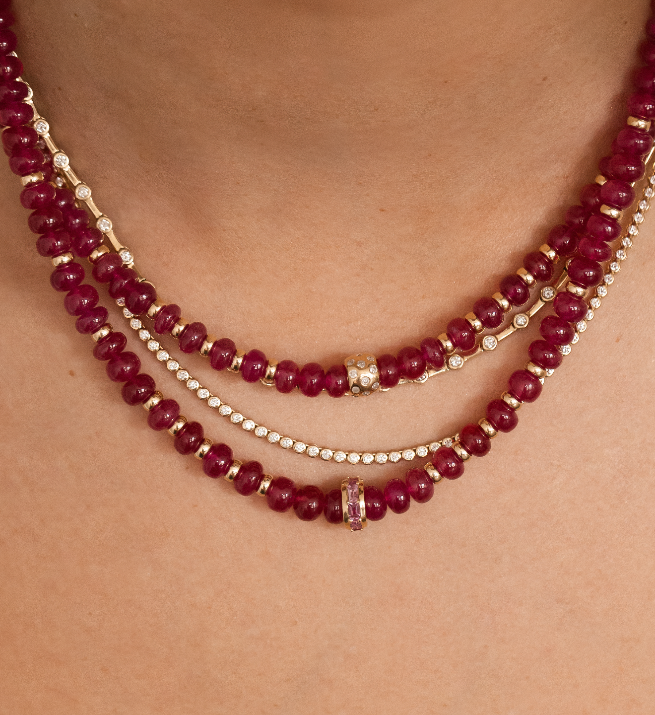 RUBY BEADED NECKLACES