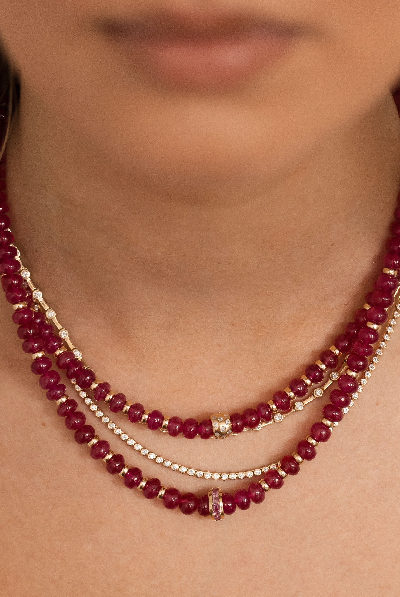 RUBY BEADED NECKLACES