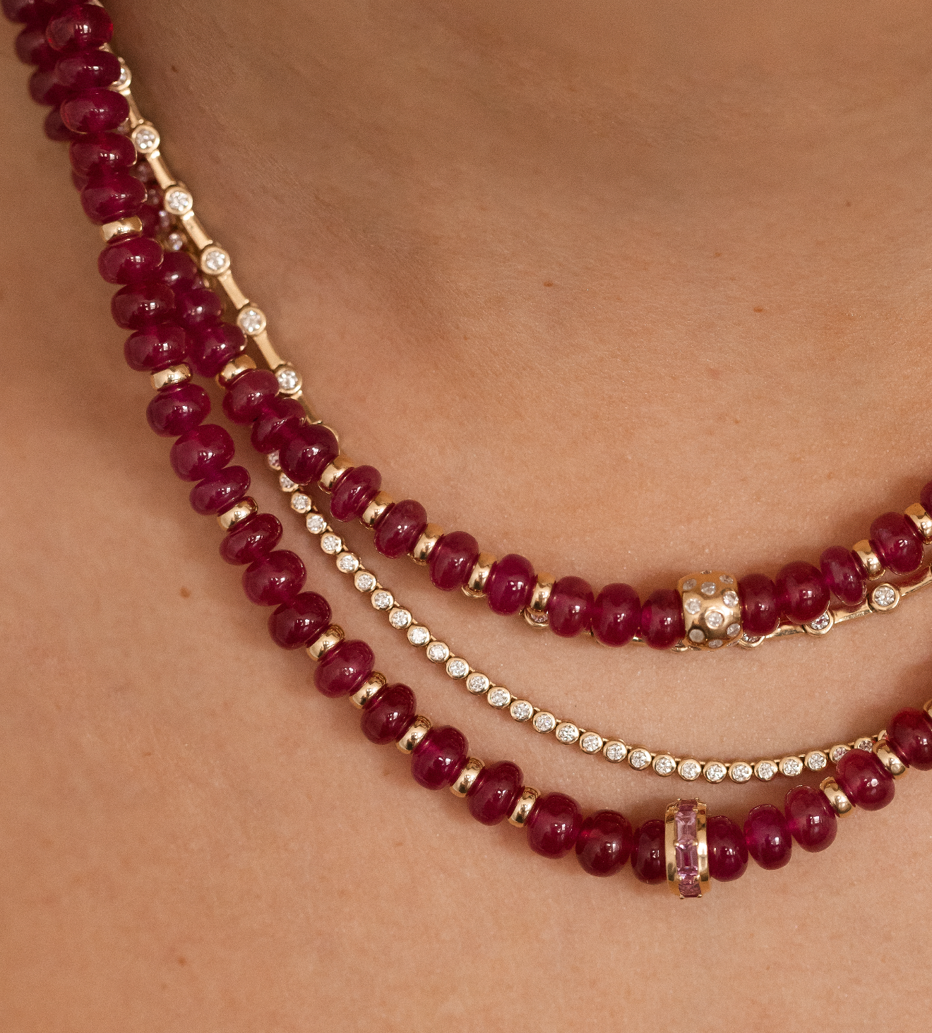 RUBY BEADED NECKLACES