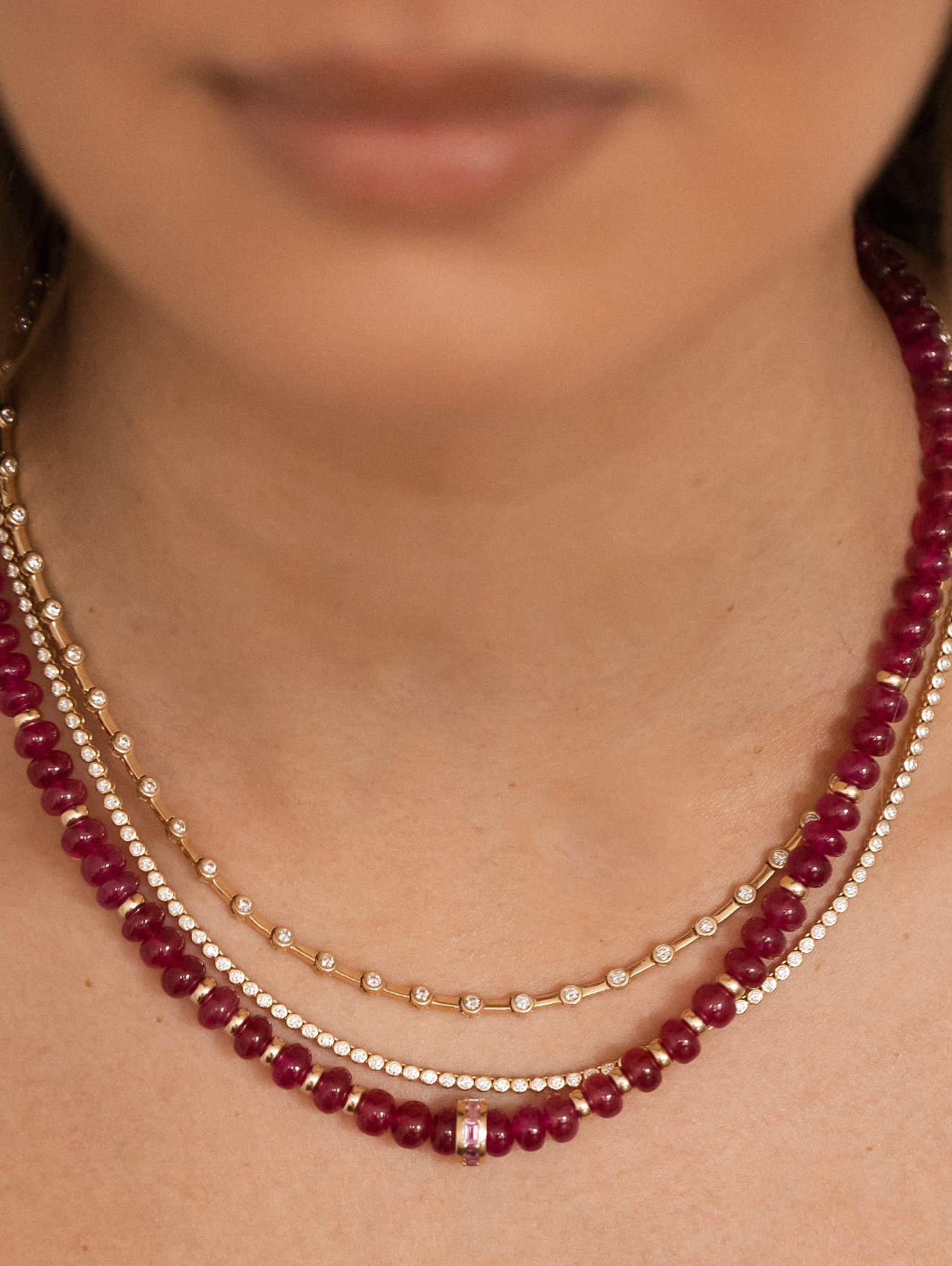 RUBY BEADED NECKLACES