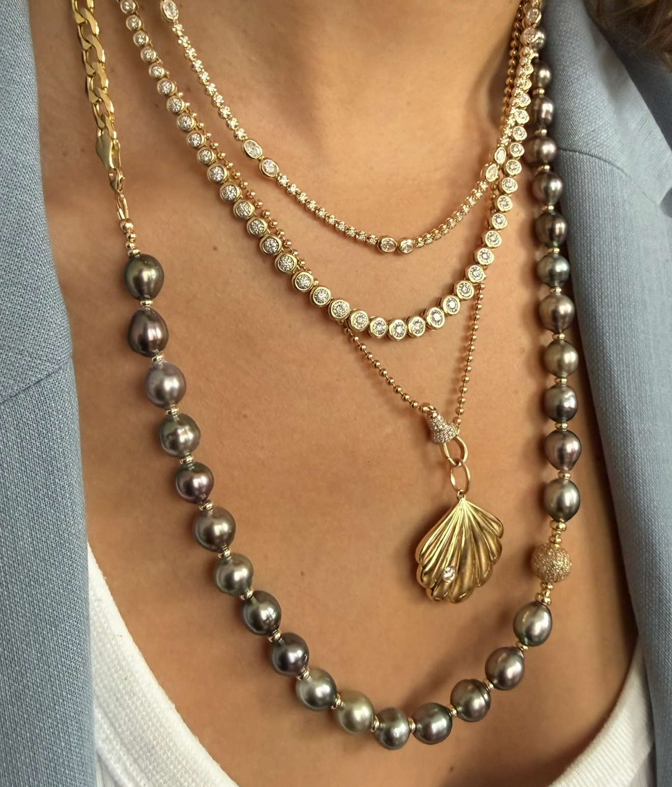 14K GOLD HALO CHAIN WITH DIAMOND CLASP