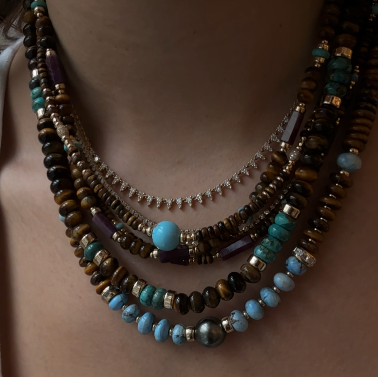TIGERS EYE AND TURQUOISE NECKLACE