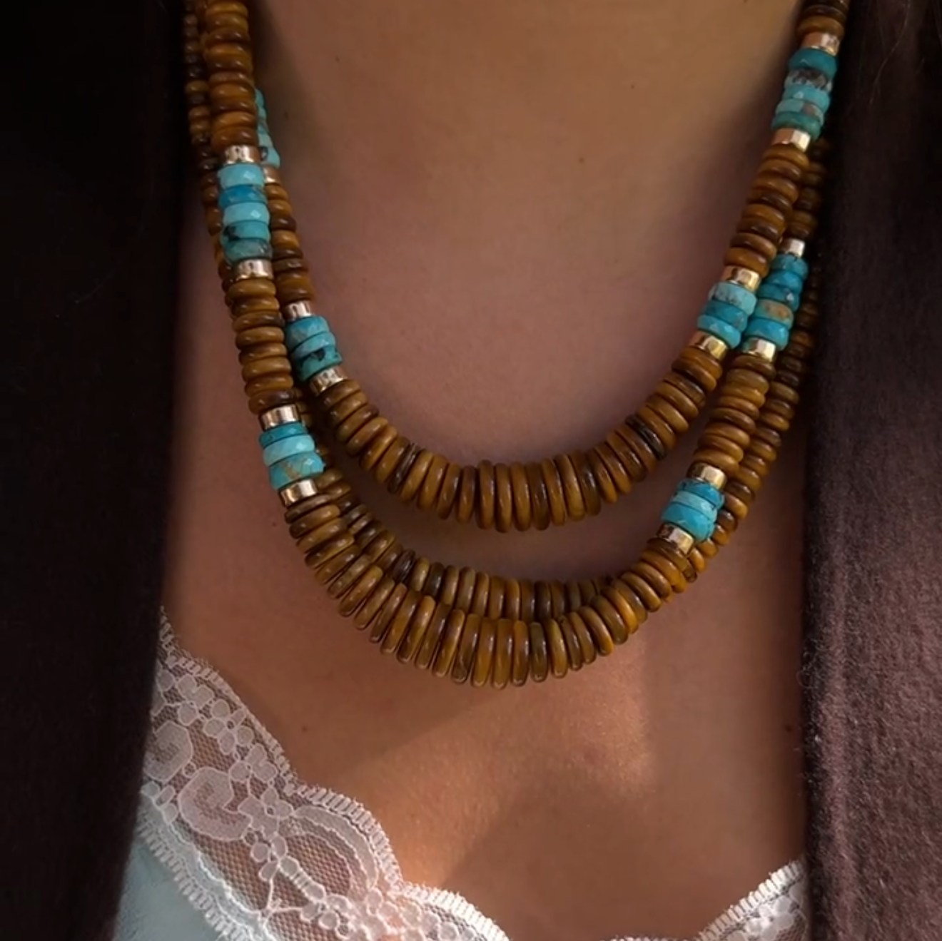TIGER EYE GEMSTONE NECKLACE GRADUATED STRAND