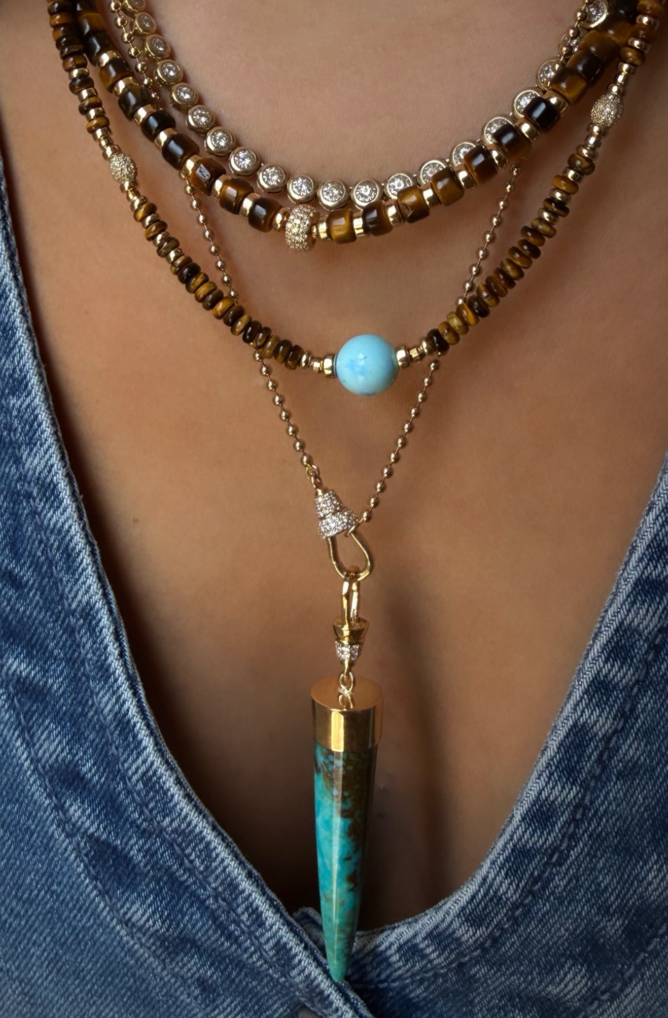 TURQUOISE BULLET CHARM SET IN SOLID GOLD