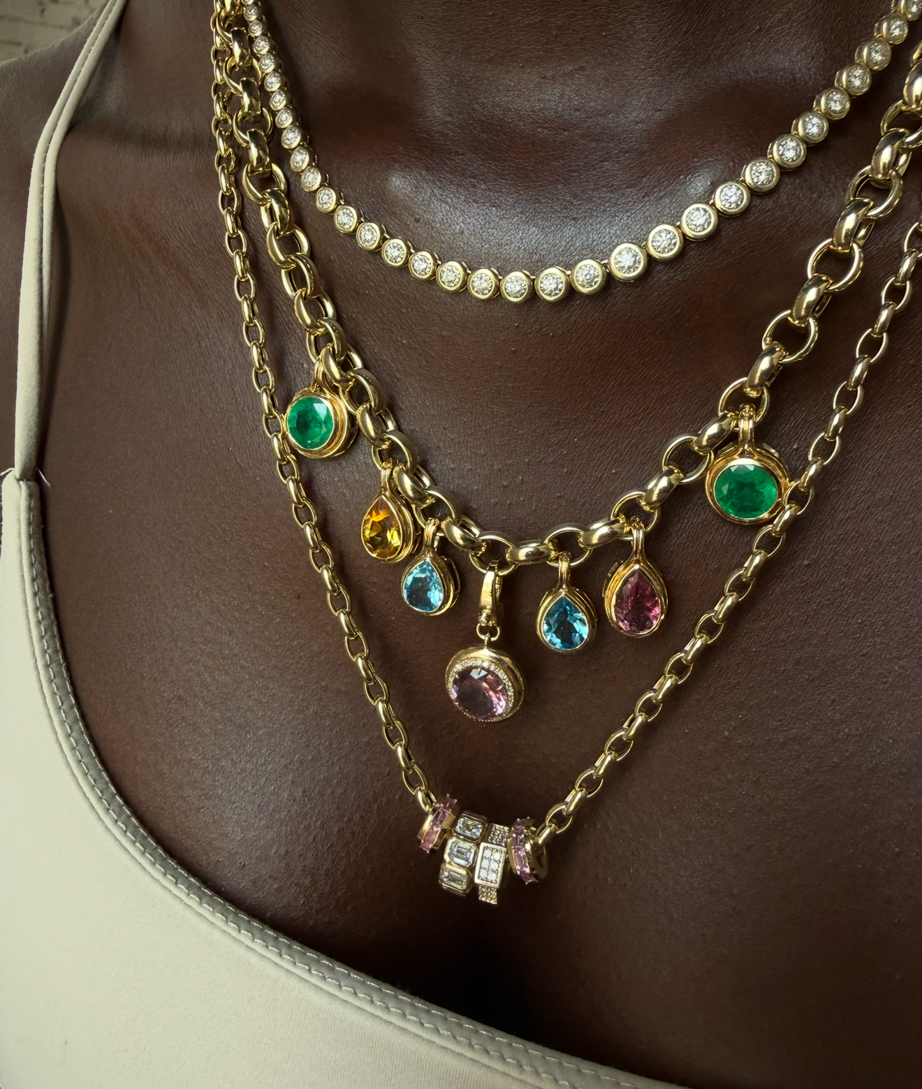 14K GOLD PUFFY ROLO CHAIN