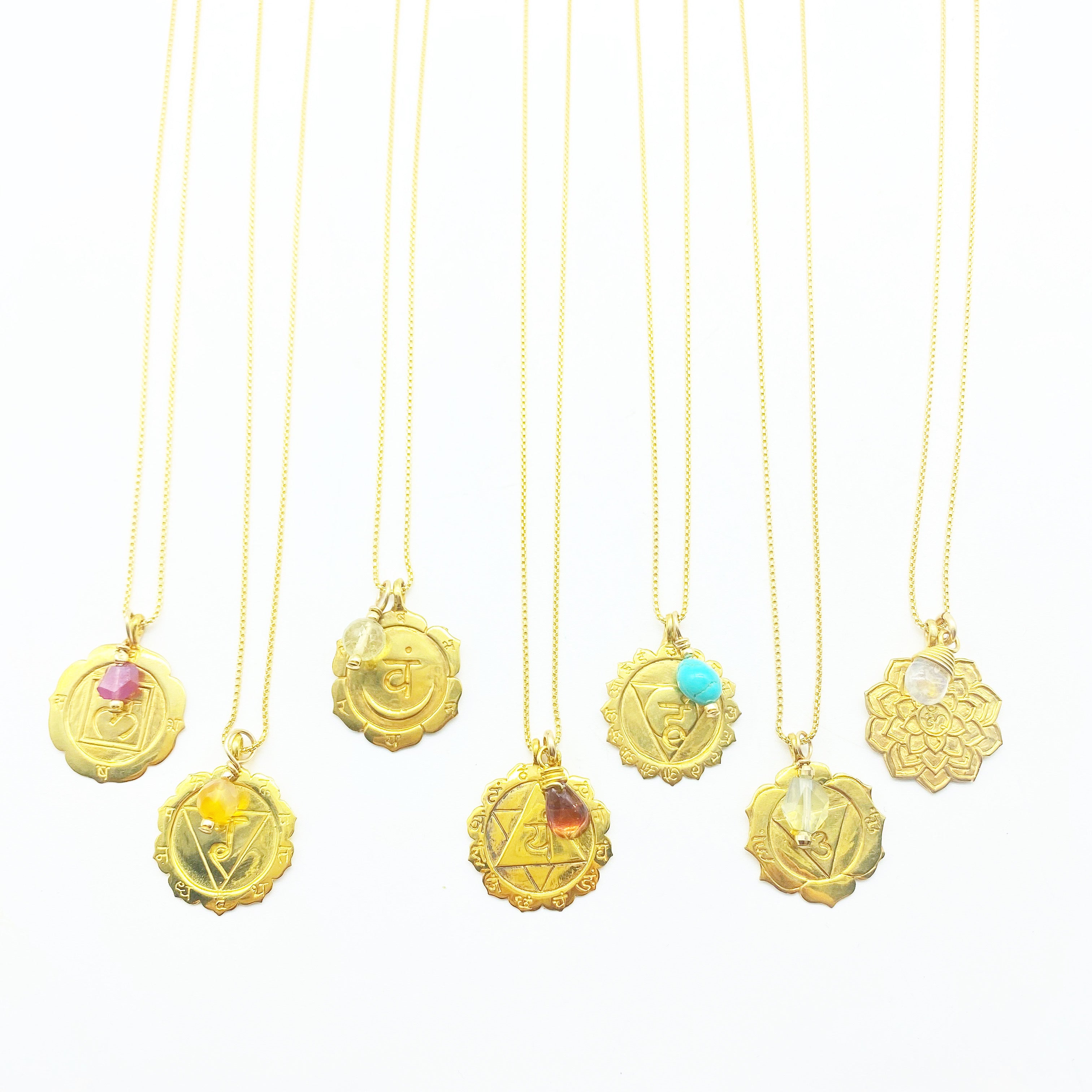 CHAKRA COIN NECKLACE WITH GEMSTONE GIFT