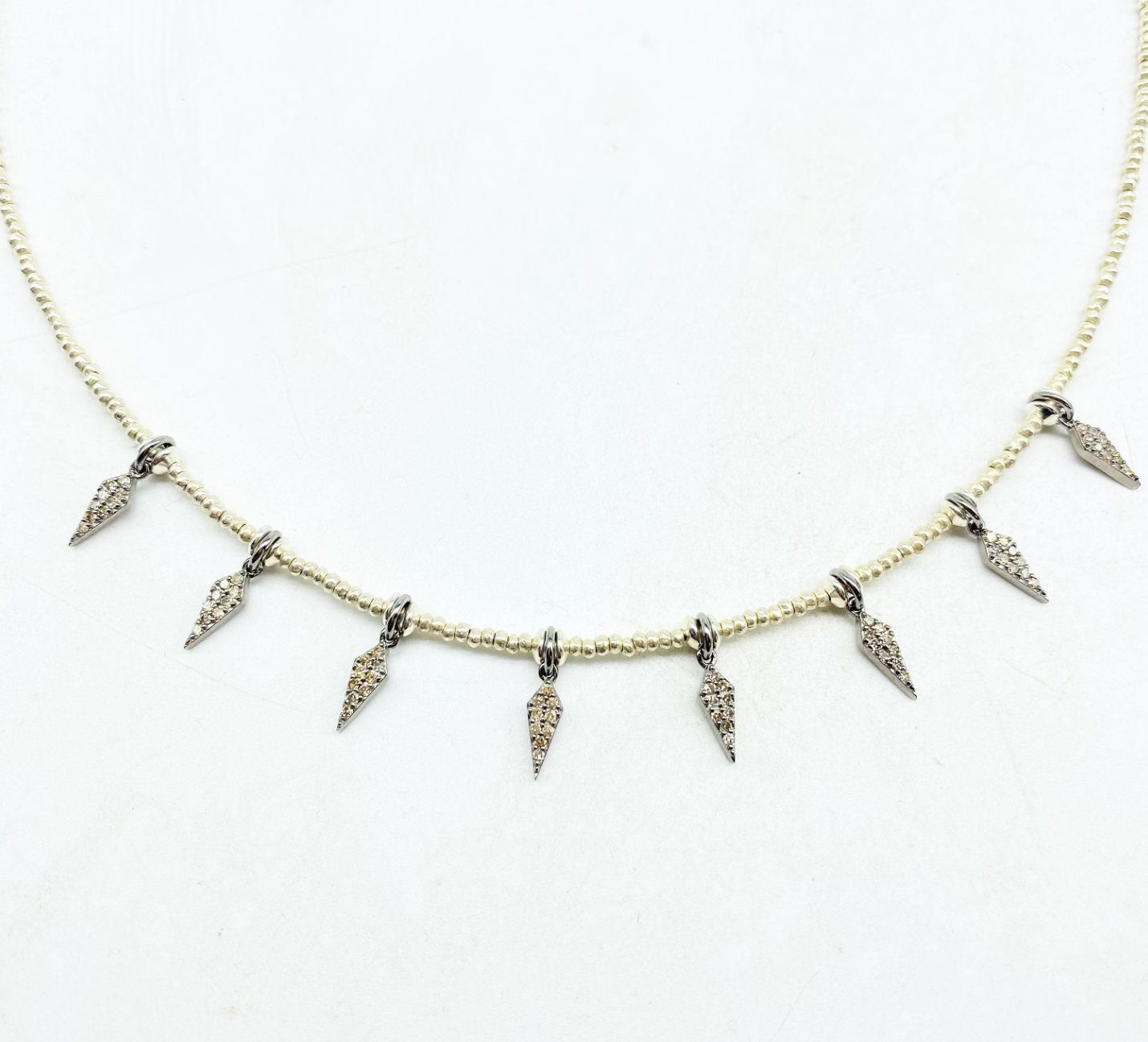 SILVER DIAMOND ROCKER NECKLACE