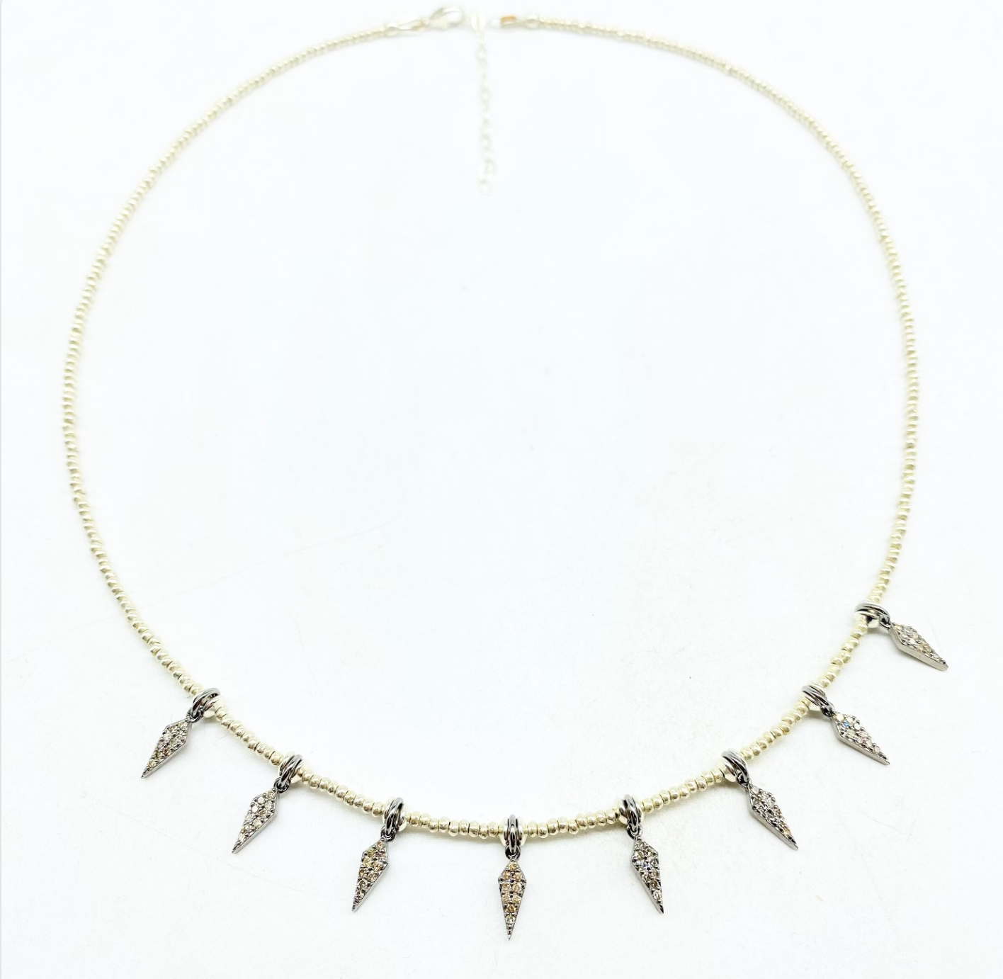 SILVER DIAMOND ROCKER NECKLACE