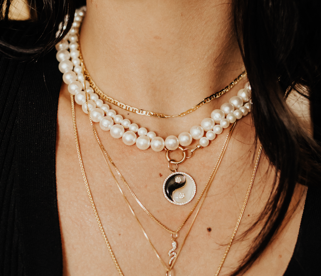 PEARL NECKLACES with GOLD CHARM HOLDER SHAKTI