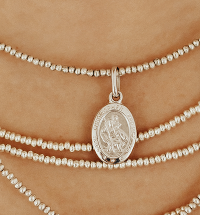 Silver & White Gold St. Christopher Necklace