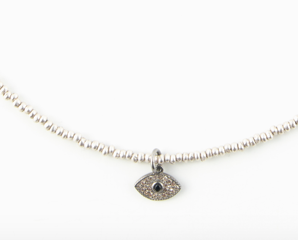 SILVER DIAMOND EVIL EYE NECKLACE GIFT WITH PURCHASE